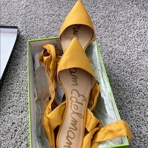 Gold Sam Edelman tie flats worn once
